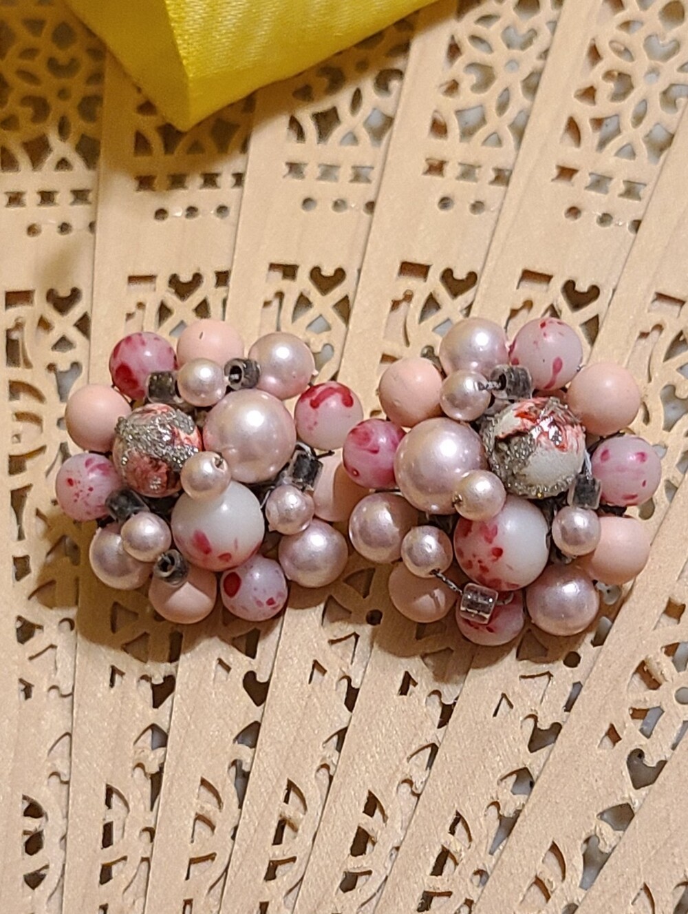 Pink Cluster Bead Earrings by